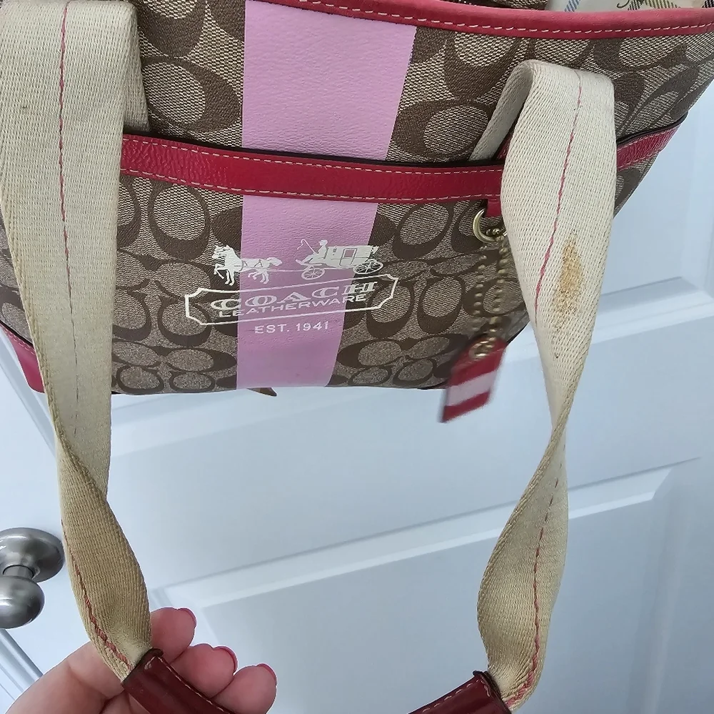 Y2K Coach Heritage Pink Stripe Tote